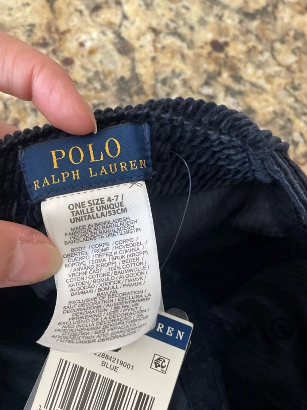 Polo Ralph Lauren Kids 4 7 NWT Navy Corduroy Adjustable Pony Baseball Cap